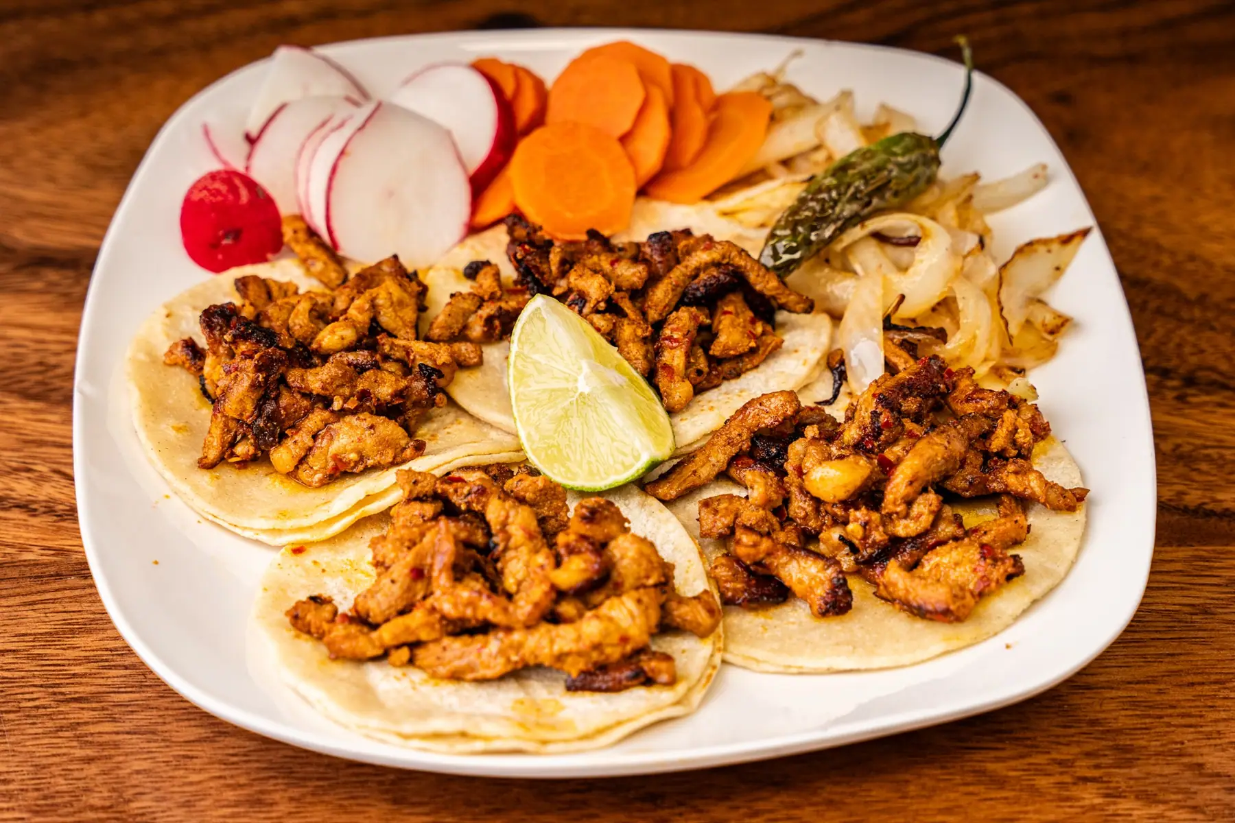 Street tacos plated